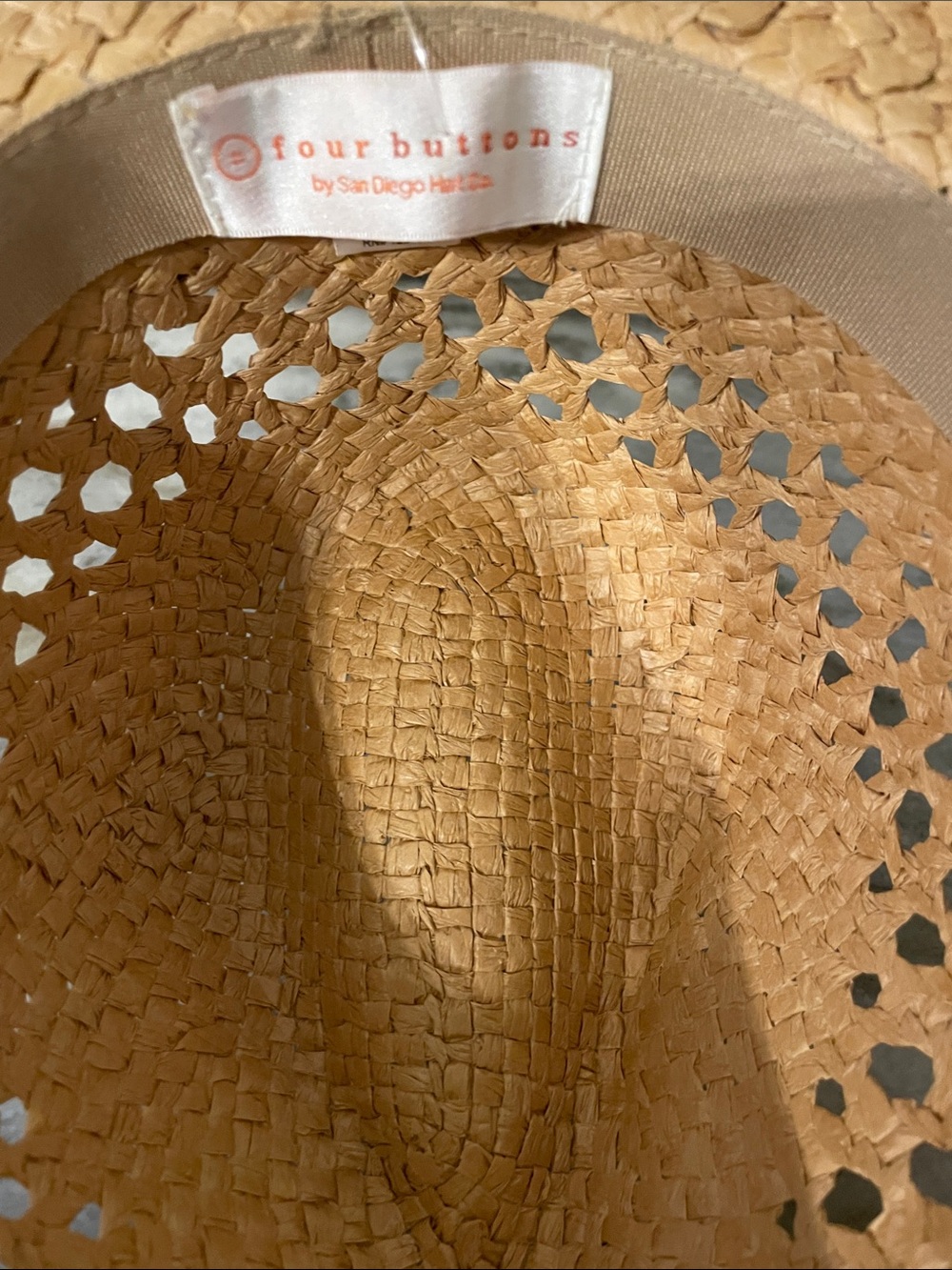 Four buttons Woven Straw Sun Hat in Natural Tan